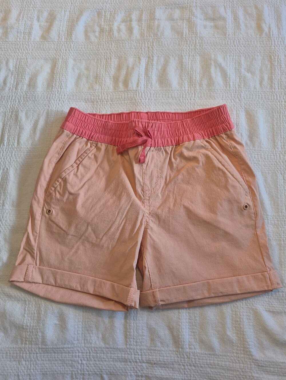 Eddie Bauer girls small or 7/8 light orange quick dry shorts VGUC